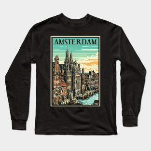 Amsterdam, Holland, Travel Poster Long Sleeve T-Shirt